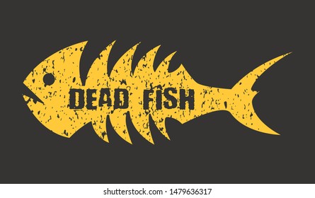 Logo with dead fish and words