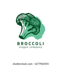 Logo with decoral broccoli. Abstract floral emblem, design concept, logotype element for template.
