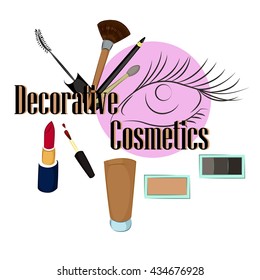 logo decorative cosmetics, eyes, eyelashes, cosmetics label