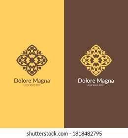 Logo con adorno decorativo vectorial. Elementos elegantes y clásicos. Se puede usar para la joyería, la belleza y la industria de la moda. Ideal para el marco, emblema, fondo o cualquier idea deseada.