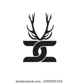 logo with deer antlers can use for company, business, group, community