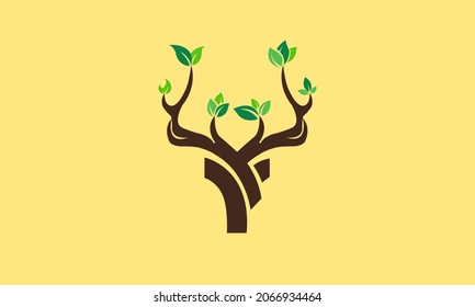 Logo Deer Antlers with Tree
