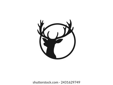 Logo de ciervo en círculo icono vector silueta aislado diseño