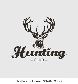 Logo Deer Elk Silhouette Hand Drawn Vector Illustration. Symbol Graphic Element, logo template isolated on a background Premium retro vintage symbols for hunting club, adventure, in forest vintage