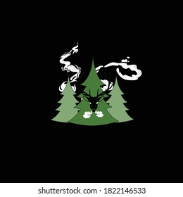 Logo deer and forest vector