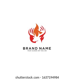 Logo of a deer head and fire vector template