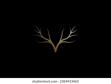 Logo deer head and root, Minimalist, Modern, Logo Line, editable color