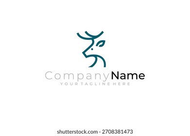 logotipo de uma cabeça de veado com estilo de linha simples, animais selvagens