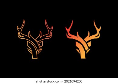 Logo deer illustration vector, geometric style deer head mascot icon
