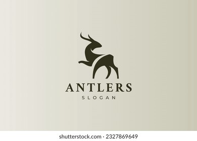 logo deer silhouette abstract stag antlers modern minimal