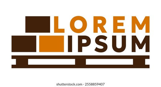 Logo for the delivery company in the flat style. Logogram with a pallet and boxes on it isolated on white background. Vector logo illustration for graphic design, Web, UI, mobile app