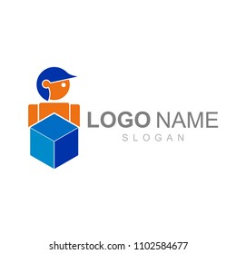logo delivery package with courier service, delivery express logo
