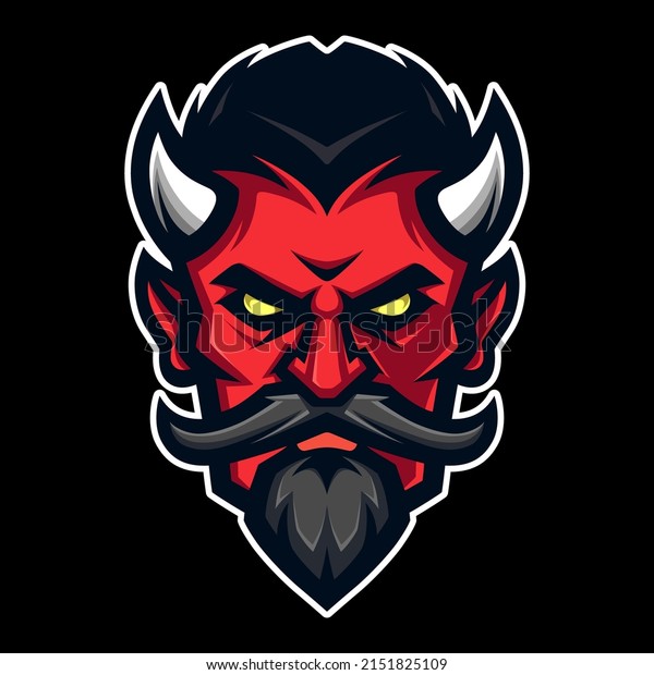 Logo demon,\
devil, Satan, monster. Halloween art in a flat style. Sport mascot,\
e-sports label. Vector\
illustration.