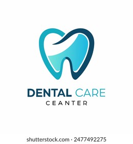 Logo Dental Care para tu negocio con línea azul