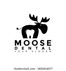 logo for dental clinic, wit a concept teeth in moose negative space