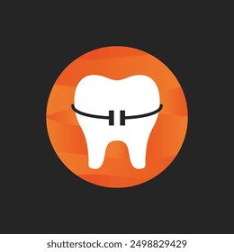 Logo for dentist office and clinic with traditional orange and dark gray braces