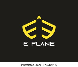 logo depicting 2 letters E in the middle there is a plane