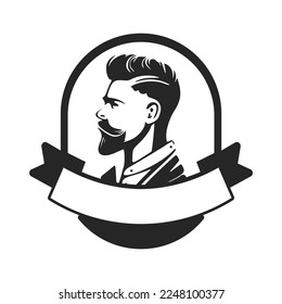 Logo depicting a brutal man. Can become a simple yet powerful design element for a barbershop or salon.