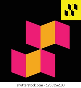 Logo depicting the cards standing upright in perspective view. Flat design vector in Eps 8.