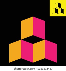 Logo depicting the cards standing upright in perspective view. Flat design vector in Eps 8.