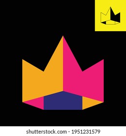 Logo depicting a crown in 3-dimensional art style . Vector logo with soft colors in Eps 8.