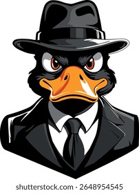  A logo depicting a duck dressed like a mafia boss, symbolizing a humorous take on mob culture.