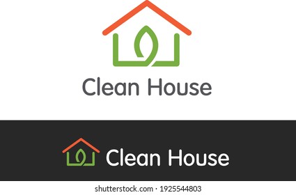 Logo depicting a house and a leaf to symbolize a clean house