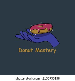A logo depicting a master in the field of donut making, with an aura of magic like a sorcerer, can be used for various needs and businesses in the field of food, packaging, and food packaging.