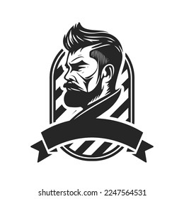 Logo depicting a stylish and brutal man. Can become a simple yet powerful design element for a barbershop or salon.