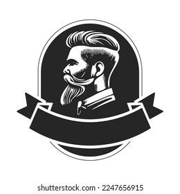 Logo depicting a stylish man with a beard. Can become a simple yet powerful design element for a barbershop or salon.