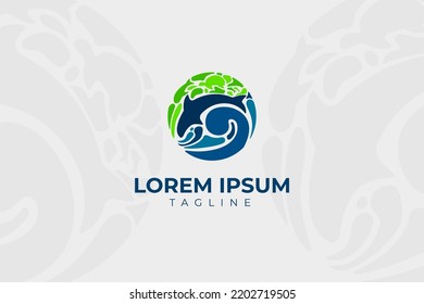 logo depicting underwater life with various living creatures