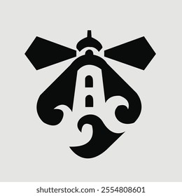 The logo depicts a lighthouse with the letter A in the middle in a flat style