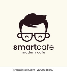 The logo depicts a person and two cups. It is suitable for use as a logo for a cafe or coffee shop.