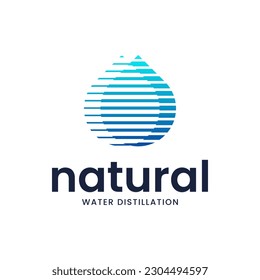 The logo depicts striped water droplets. It is suitable for use as a water filter logo.