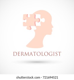 Logo dermatology pink skin medical or cosmetology clinic