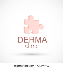 Logo dermatology skin puzzle medical or cosmetology clinic