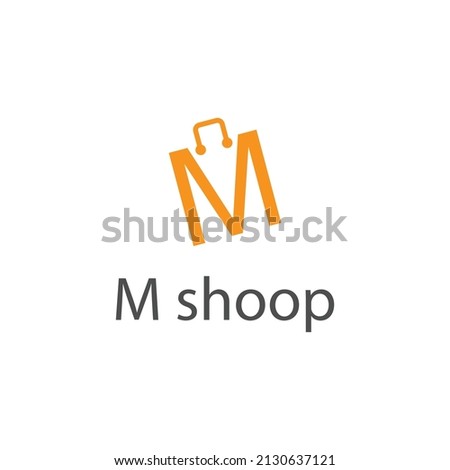 logo desain ikon vector abstrak huruf m berbntuk tas belanja