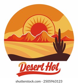 Logo desert with sun summer time concept for your Tshirt design
