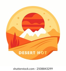 Logo desert with sun summer time concept for your Tshirt design