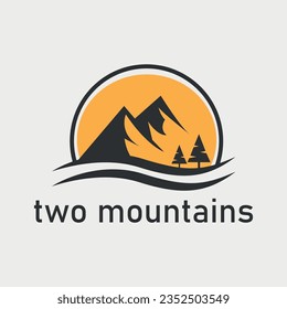 logo design with 2 mountains and 2 trees image