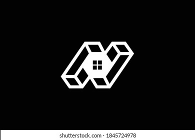 Logo design of 3D N NN in vector for construction, home, real estate, building, property. Minimal awesome trendy professional logo design template on black background.
