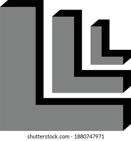 Diseño de logotipo con tipo 3D que representa tres letras L