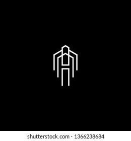 Logo design of AA AH HA H in vector for construction, home, real estate, building, property. Minimal awesome trendy professional logo design template on black background.