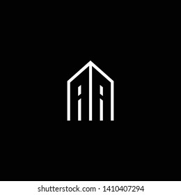 Logo design of AA AI IA in vector for construction, home, real estate, building, property. Minimal awesome trendy professional logo design template on black background.