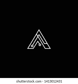 Logo design of A AA in vector for technology, electronics, digital, connection. Minimal awesome trendy professional logo design template on black background.