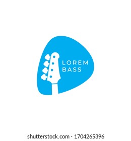 logo design about bass guitar player concept with bass illustration in vector