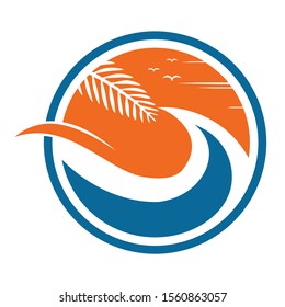 logo design about the beach with the sunset