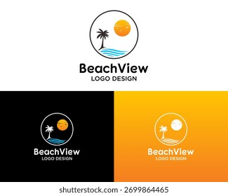 Design de logotipo sobre uma bela vista para a praia.

