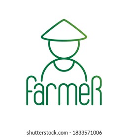 Logo Design about farming with farmer icon in outline style. Vector Illustration