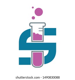 logo design about laboratory research with the letter s wrapped around